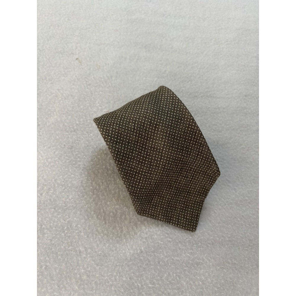 Brooks Brothers Makers Brown Linen Pin Dot Necktie Hand Made USA